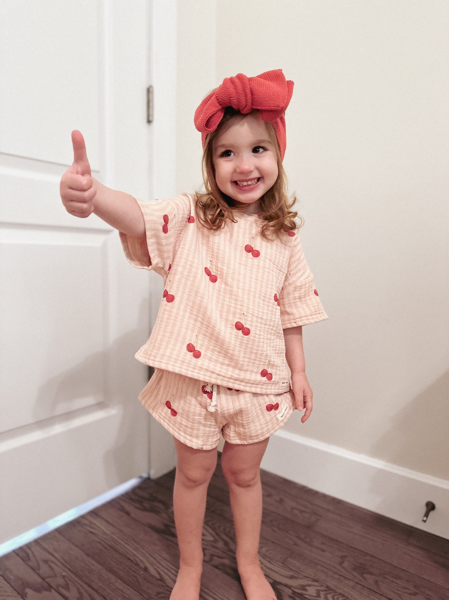 100% Muslin Cotton Short Set - So Cherry Cute
