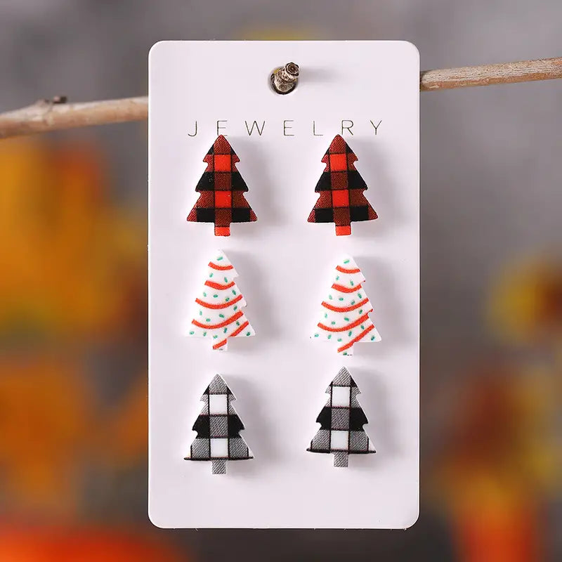 Acrylic Tree Stud Trio