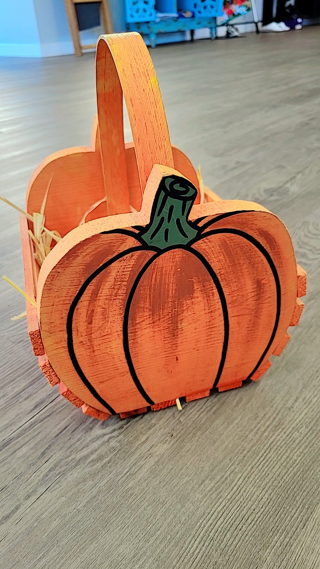 Wooden pumpkin basket