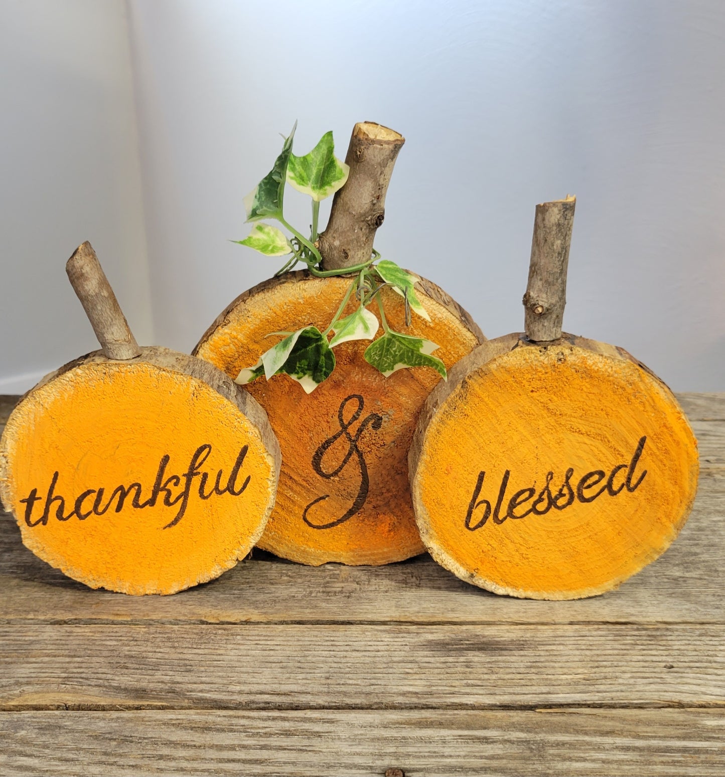 Trio Pumpkin wooden decor