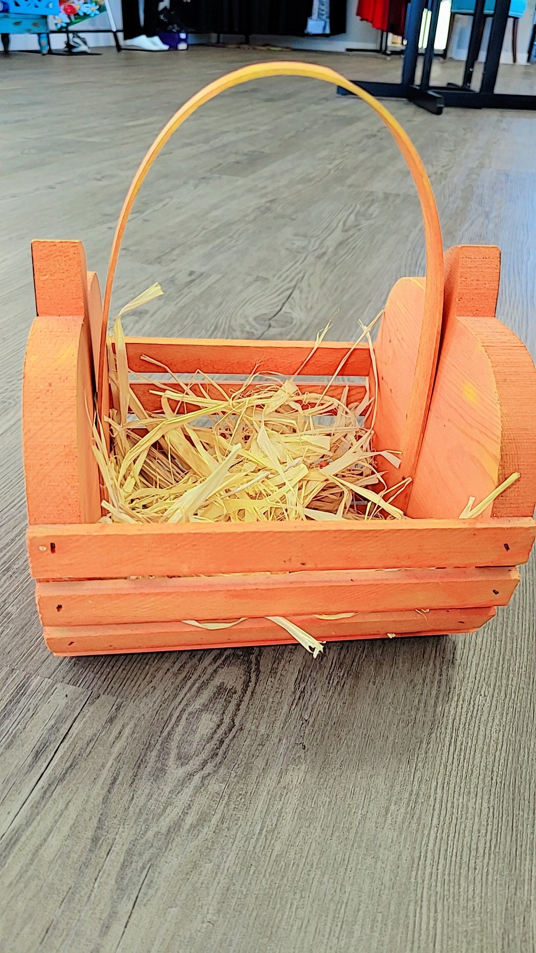 Wooden pumpkin basket