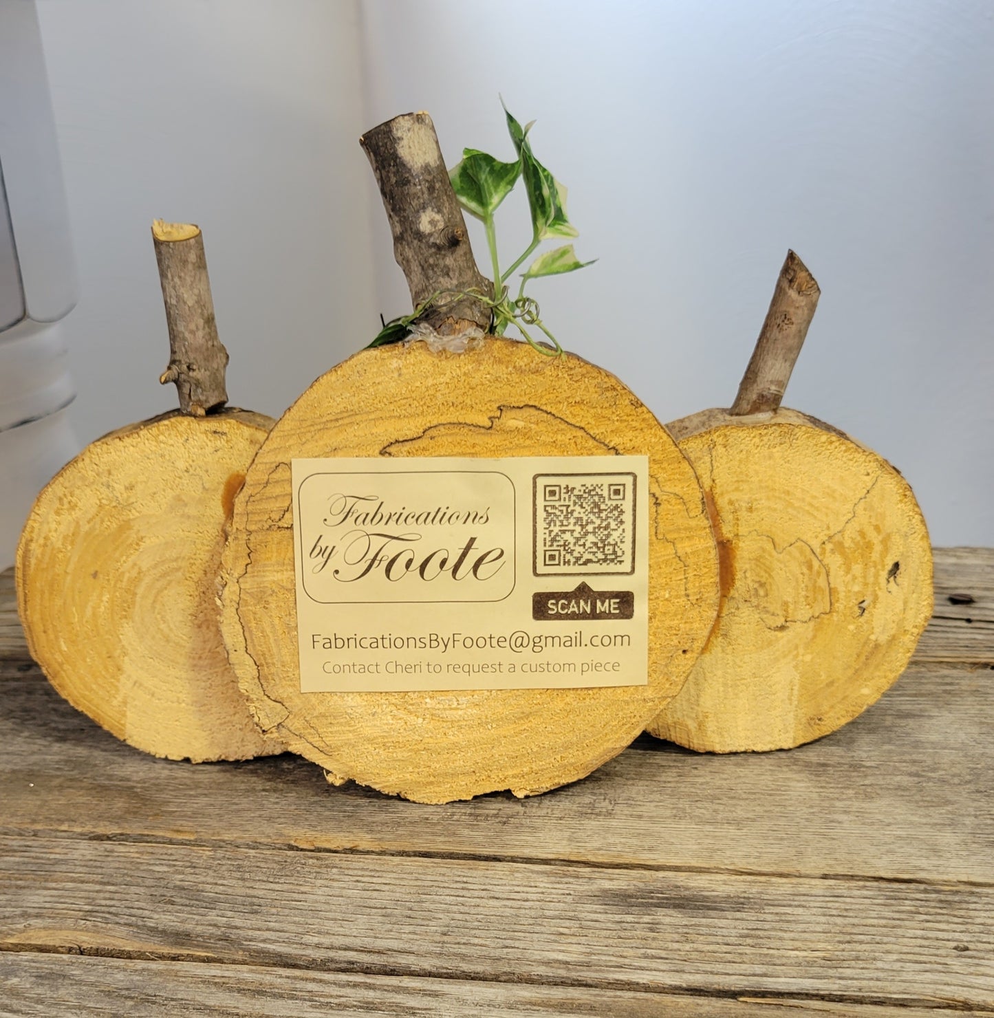 Trio Pumpkin wooden decor