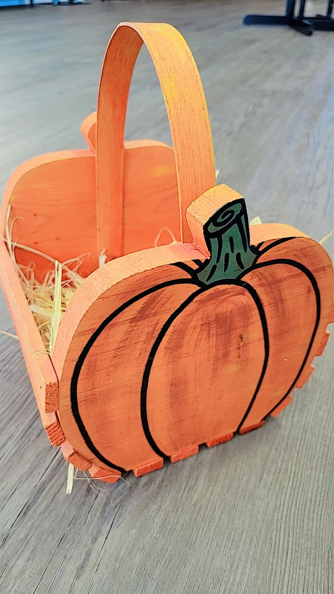Wooden pumpkin basket