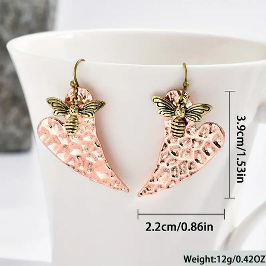Vintage Heart Bee Dangles