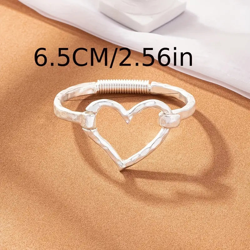 Hollow Heart Cuff Bracelet