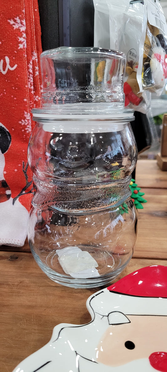 Glass snowman container