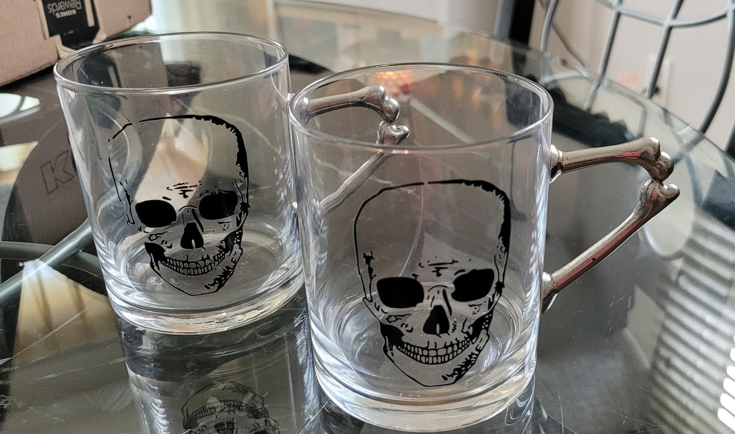 Pair of Skull glass mugs