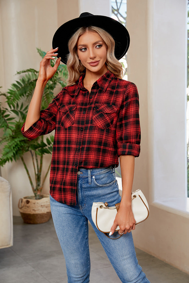Ms. Plaid Button Down Top