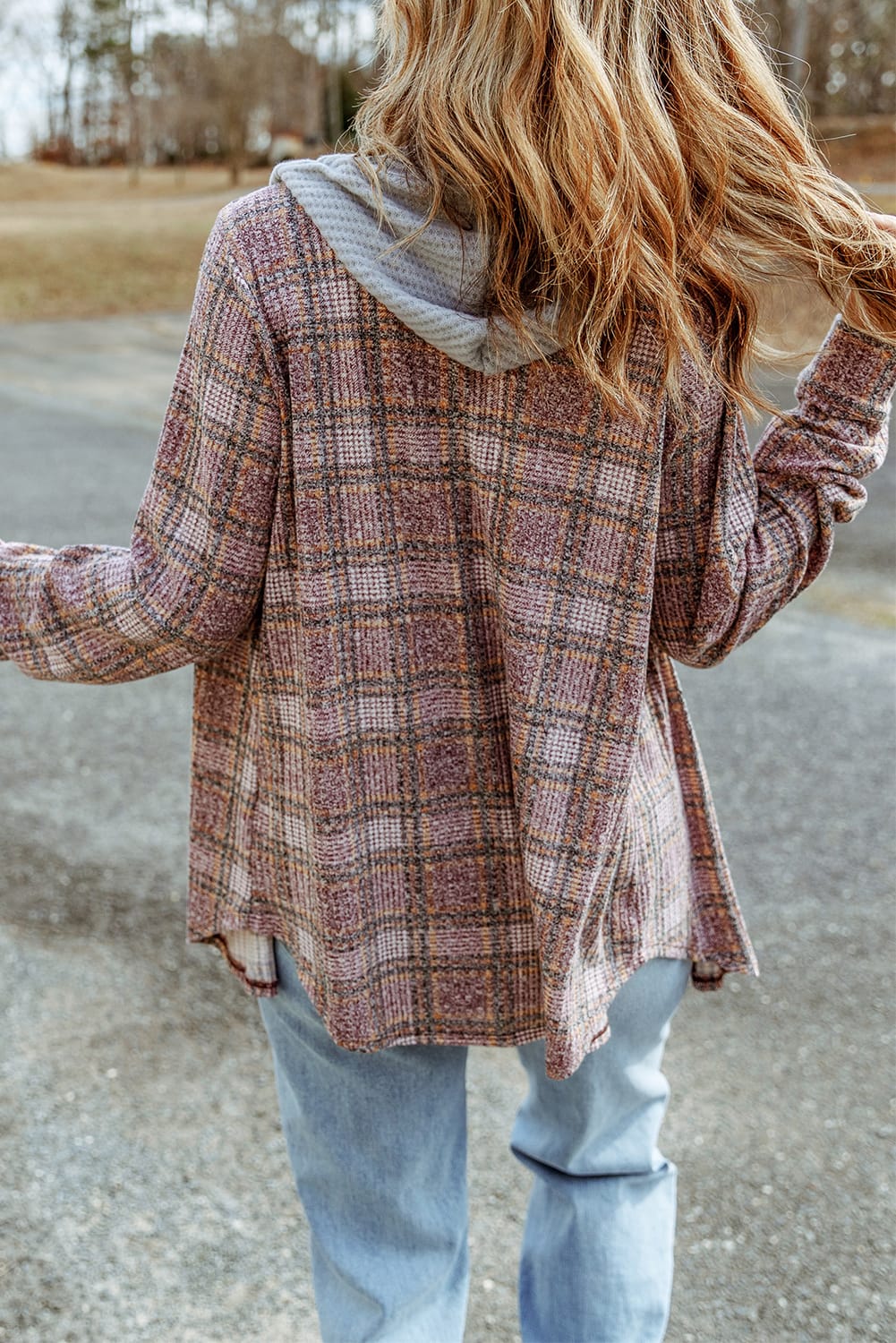 Double Take Plaid Hooded Jacket