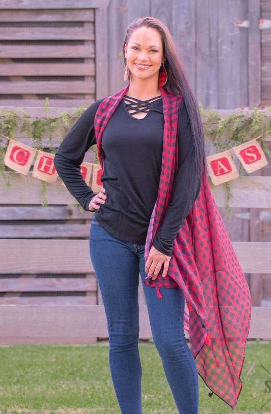 Plaid Tassel Kimono