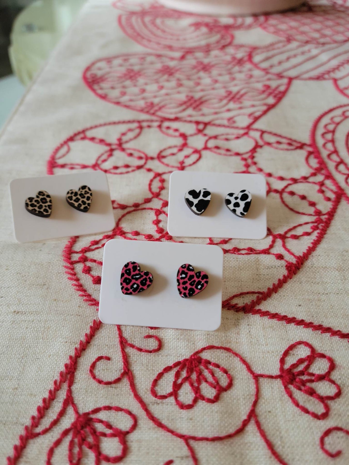 Wooden Heart Studs