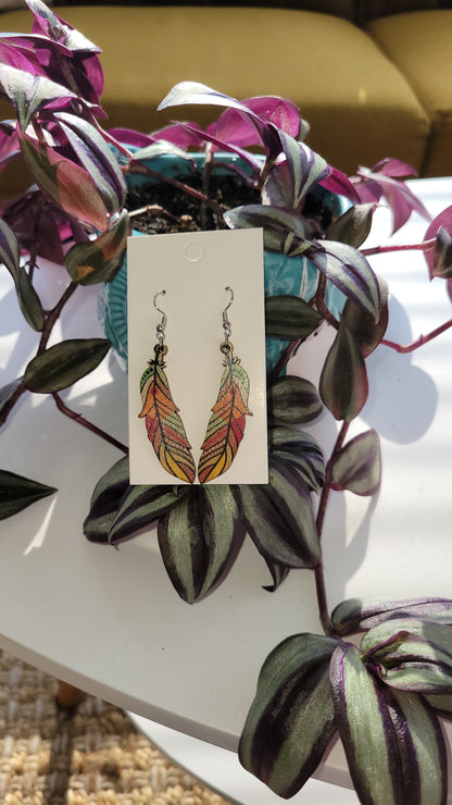 Wooden Feather Dangles