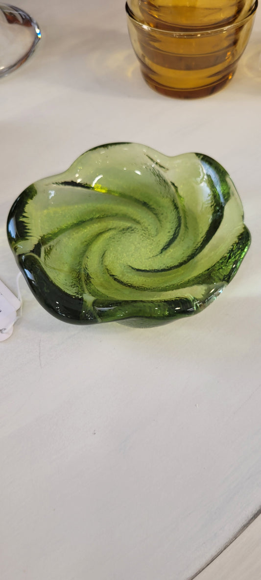 Fenton green trinket dish