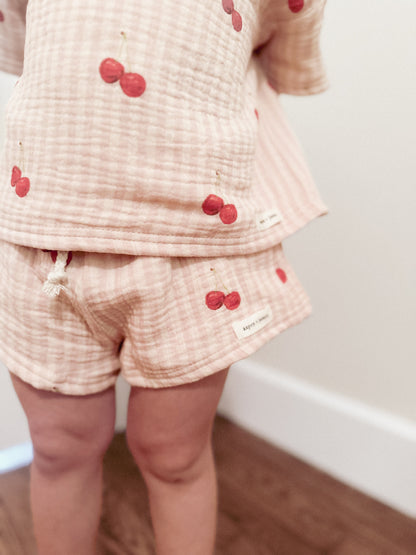 100% Muslin Cotton Short Set - So Cherry Cute