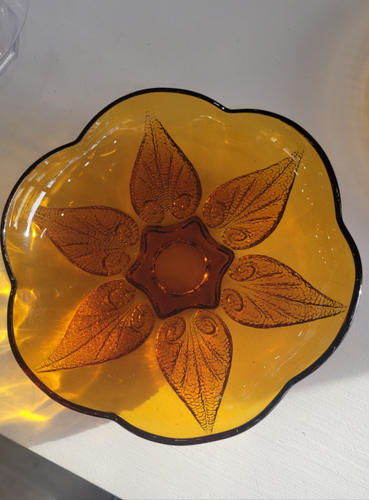 Vintage Indiana Amber Glass Bowl & Plate