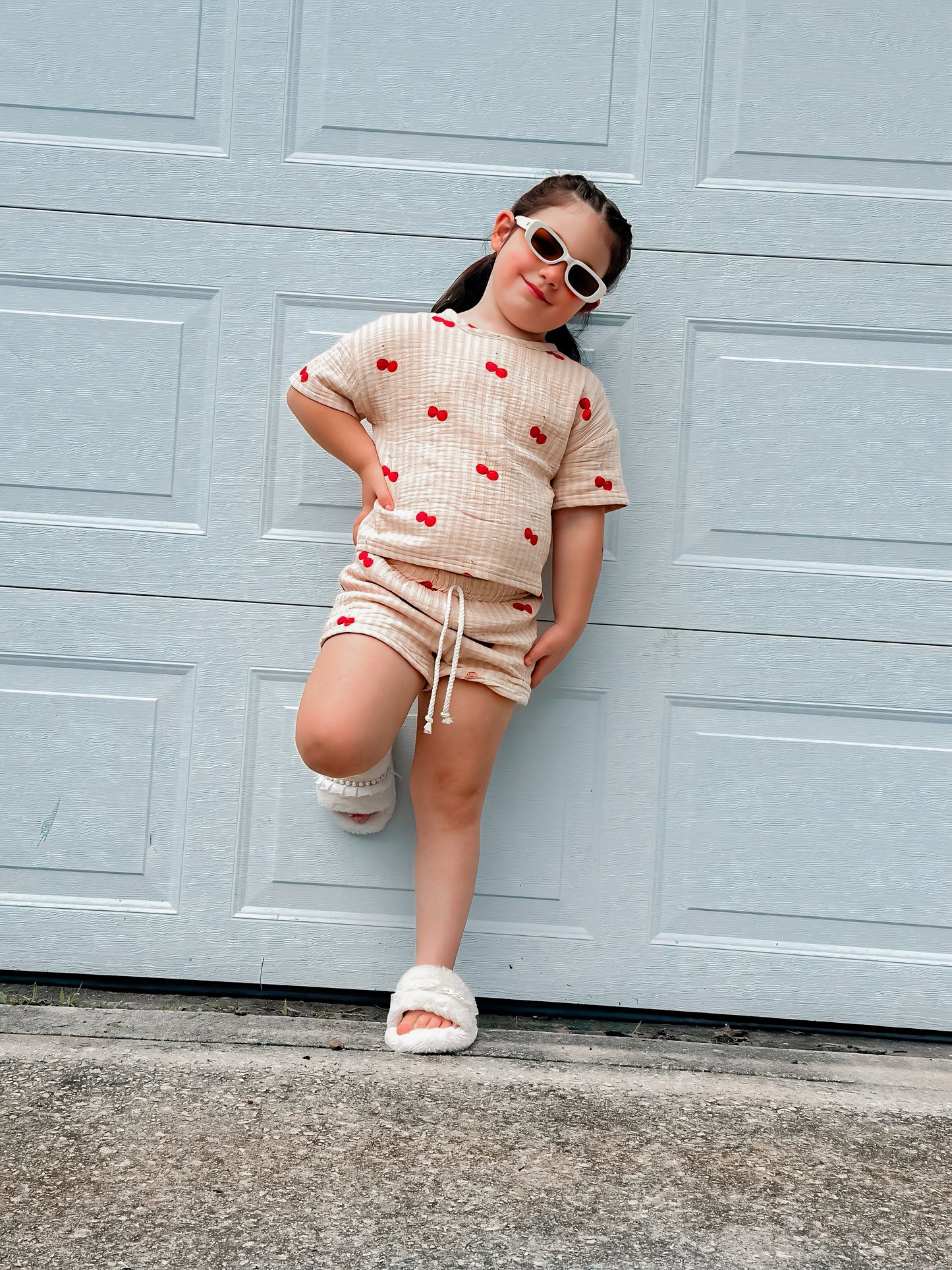100% Muslin Cotton Short Set - So Cherry Cute