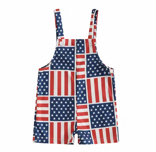Patchwork Flag Overall Romper-PreOrder