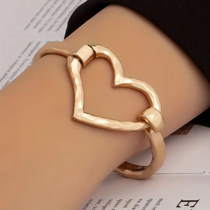 Hollow Heart Cuff Bracelet