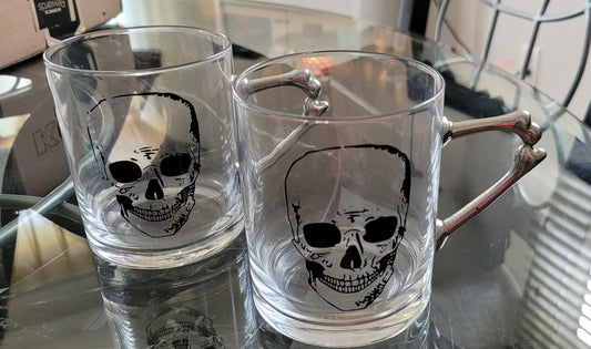 Pair of Skull glass mugs