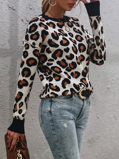 Leopard Drop Shoulder Sweater