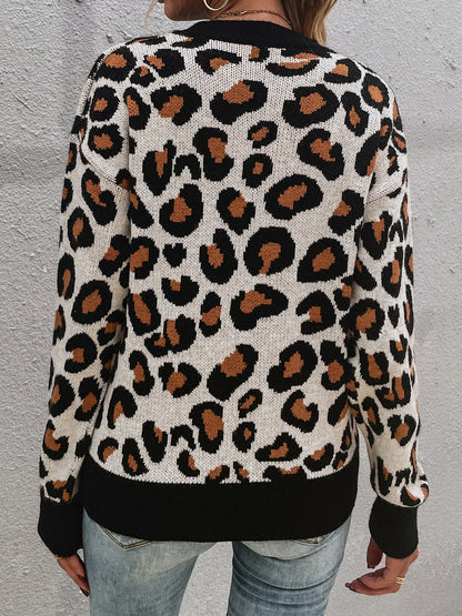 Leopard Drop Shoulder Sweater